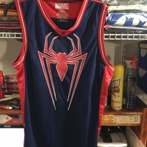 Spiderman Navy Men Basketball Jersey Sz Medium